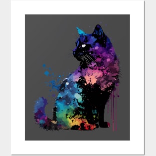 Cosmic Ventures Tie Dye Cat Drip Posters and Art